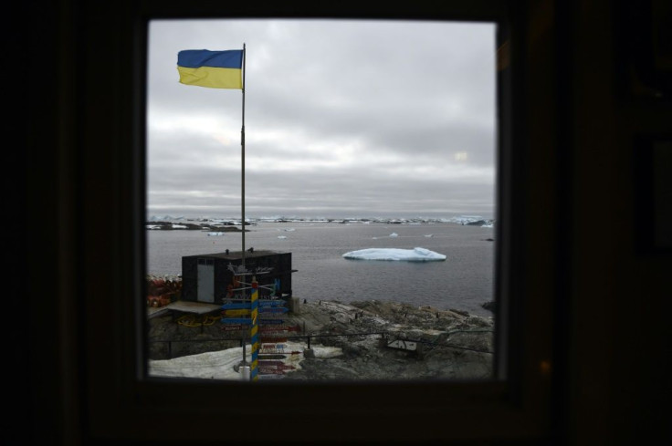 The Ukrainian flag flies proudly over the Vernadsky research base on Galindez Island, Antarctica