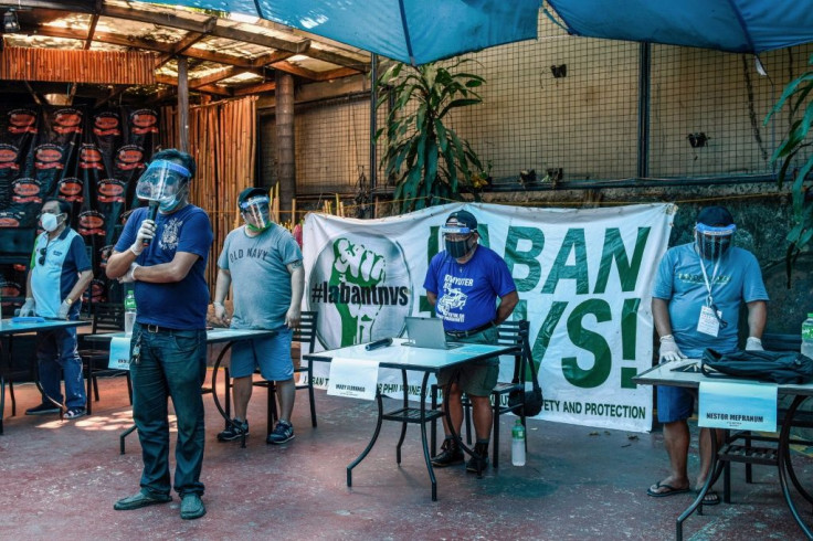 Members of a transport organisation held a press conference in Manila to coincide with May Day