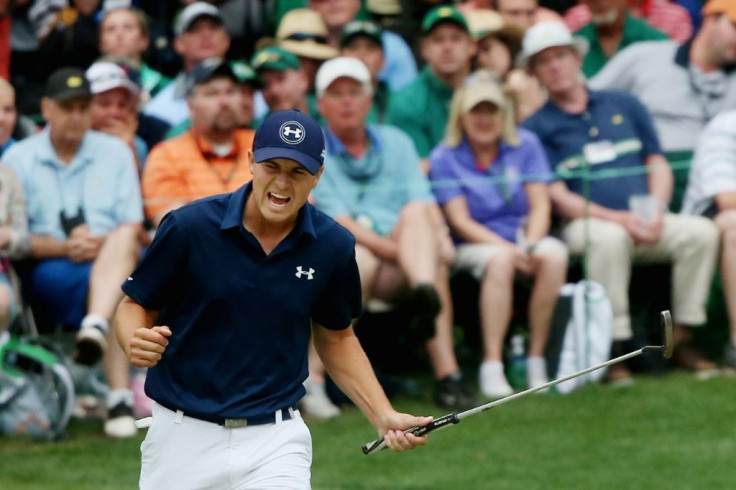 Jordan Spieth, shown here at the 2015 Masters, teed it up in a charity event in Texas with other pros that included no spectators and no removing the flagsticks