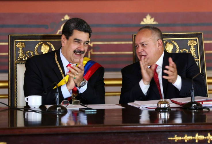 Diosdado Cabello (R), Venezuela's most powerful politician after President Nicolas Maduro (L), said that clashes with the "mercenaries" had so far resulted in eight dead and two people detained