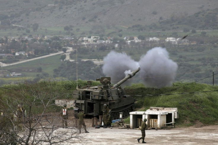 Israeli soldiers take part in a mobile artillery exercise near the border with Syria in the Israeli-occupied Golan Heights on April 5, 2020