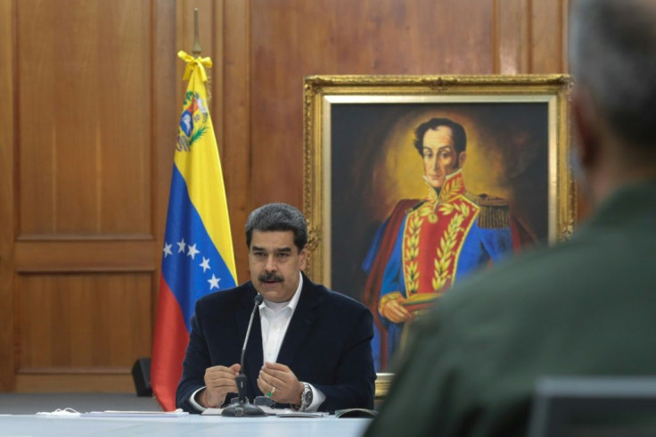 Venezuela's President Nicolas Maduro meeting with members of the military in Caracas on May 4, 2020 after an alleged "invasion" by mercenaries