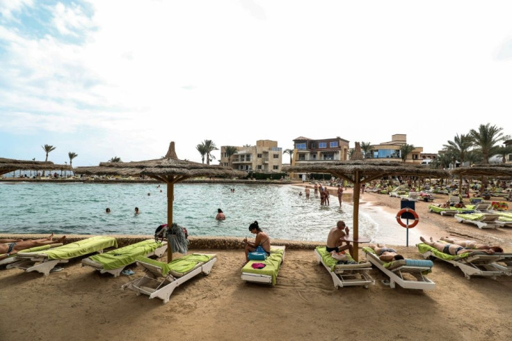 Tourists last year in Egypt's Red Sea resort of Hurghada, before the crisis hit
