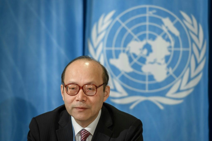 China's priority is first beating the pandemic -- and secondly countering the "absurd and ridiculous" US politicisation of the new coronavirus, Chinese UN ambassador Chen Xu (pictured February 2020) told reporters