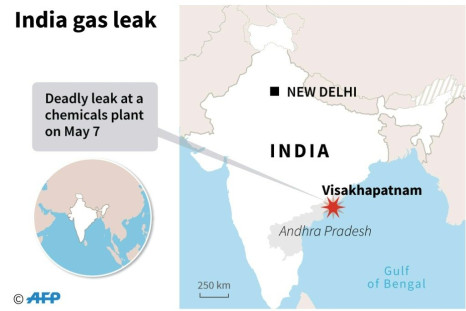 Map of India locating Visakhapatnam where a deadly gas leak at a chemicals plant was reported on Thursday.