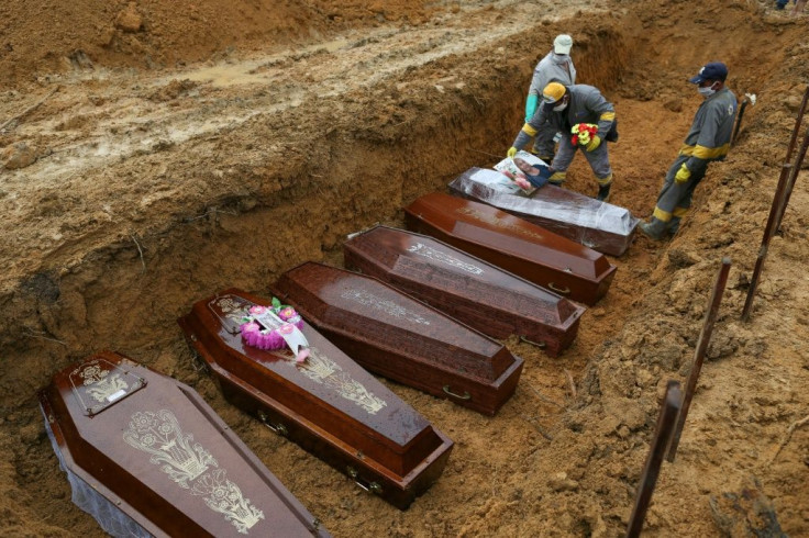Victims of the coronavirus are buried in Manaus, Brazil, on May 6, 2020