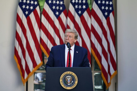 US President Donald Trump -- seen here speaking during the National Day of Prayer Service event at the White House -- has pushed for US states to reopen their economies