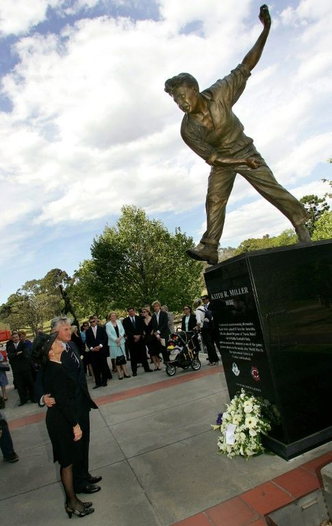 All-rounder Keith Miller is honoured with a statue outside the MCG in Melbourne