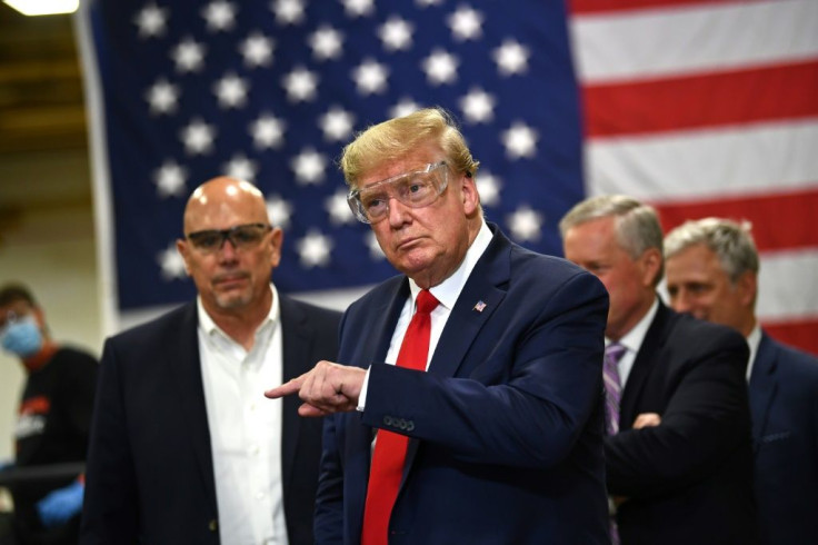 US President Donald Trump wore eye protection while touring a Honeywell plant that masks protective face masks in Arizona.