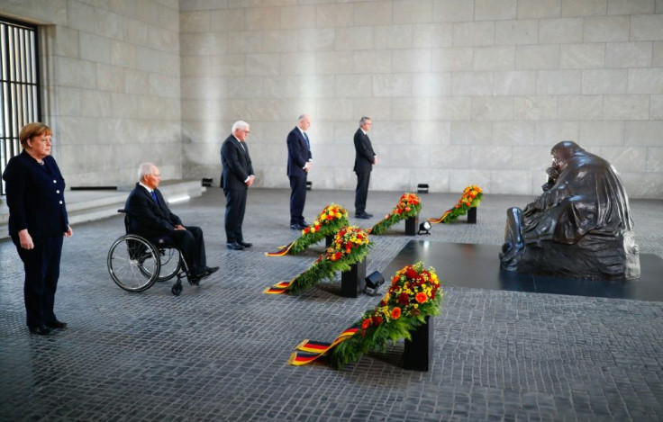 Muted ceremonies in Germany marking the end of WWII in Europe were tinged by calls to beat the pandemic