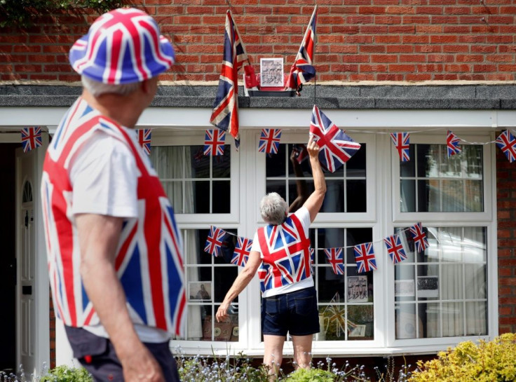 British celebrations included lots of flags and a two-minute silence to mark the 75th anniversary of Allied victory in Europe