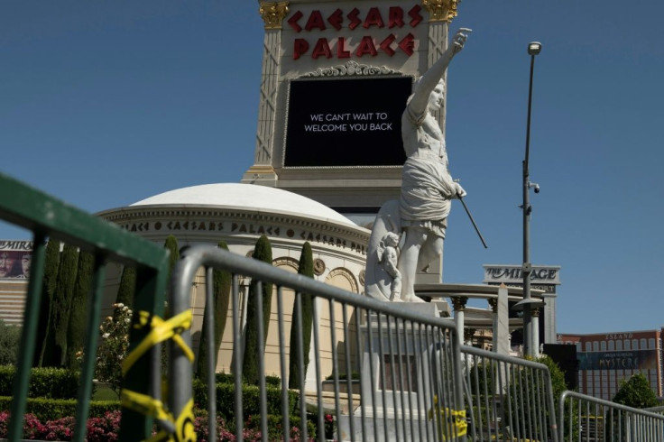 The entrance to Caesars Palace Hotel and Casino is barricaded
