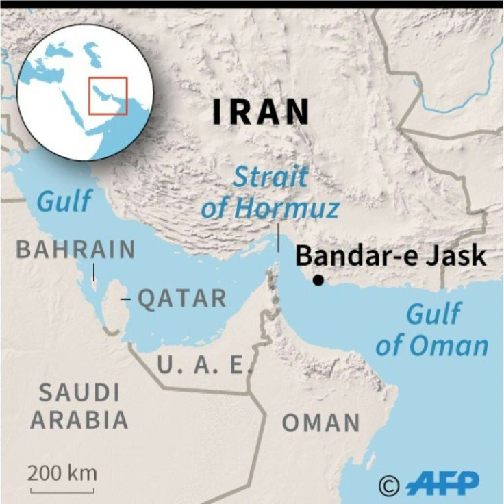 Map of Iran locating Bandar-e Jask and the Gulf of Oman where an Iranian warship was accidentally 'hit by a missile' during exercises.