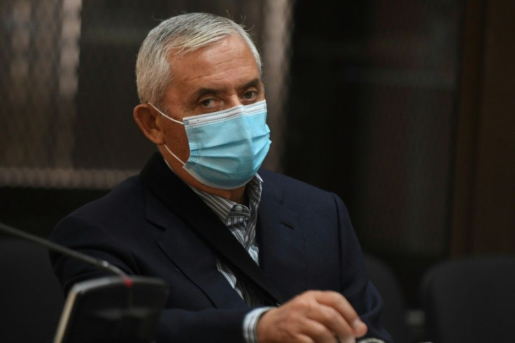 Jailed Guatemala ex-president Otto Perez at a court hearing in Guatemala City on May 12, 2020