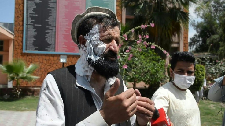 Eyewitnesses describe the scene of a suicide bomb attack at a funeral in the country's restive east left two dozen mourners dead.