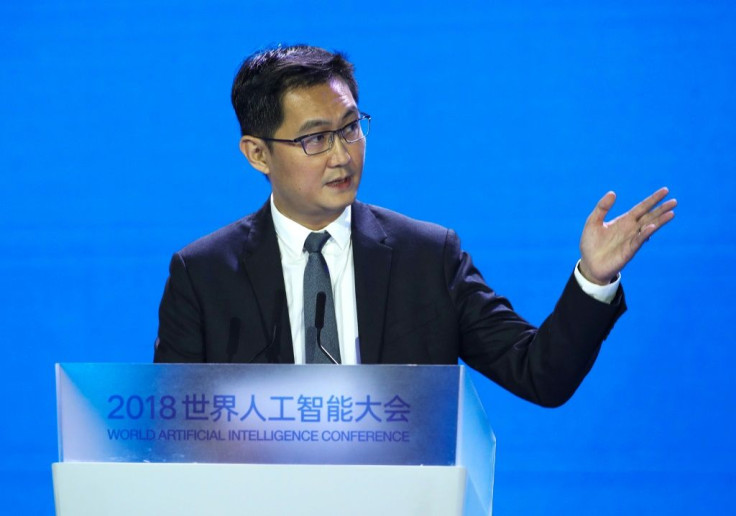 Tencent chief executive Ma Huateng speaks during the World Artificial Intelligence Conference 2018 in Shanghai