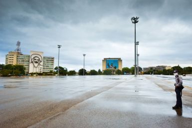 Havana's Revolution Square stands nearly empty on May Day 2020 as a precaution against the coronavirus pandemic