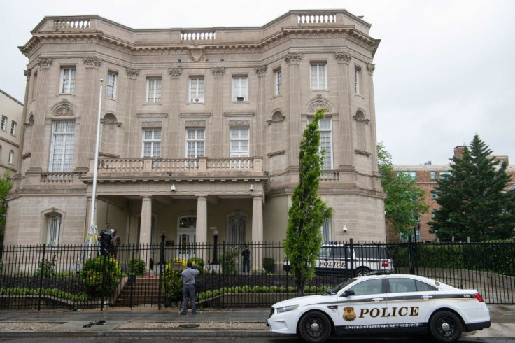 The US Secret Service investigates a shooting at the Cuban embassy in Washington on April 30, 2020