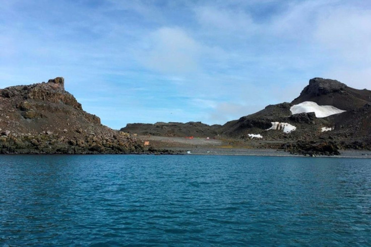 Snowless hills around Chile's Eduardo Frei Antarctic base on King George Island on February 14, 2020