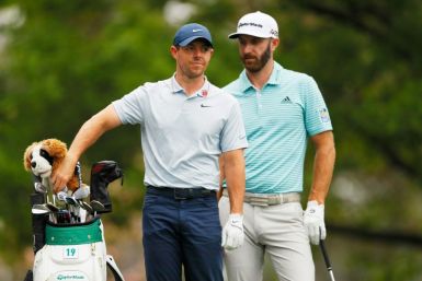 World number one Rory McIlroy, left, of Northern Ireland and American Dustin Johnson will team up for a skins game Sunday that will raise $3 million for coronavirus relief charities