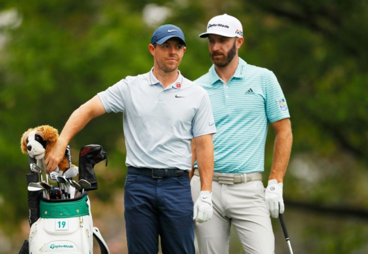World number one Rory McIlroy, left, of Northern Ireland and American Dustin Johnson will team up for a skins game Sunday that will raise $3 million for coronavirus relief charities