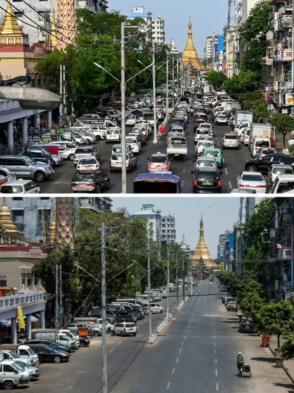 For a while the entrance to Yangon's golden Sule pagoda emerged from behind the swirl of buses and banged-up cars