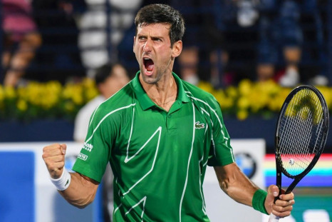 Victory roar: Novak Djokovic celebrates his Dubai title in March, the 79th trophy of his pro career