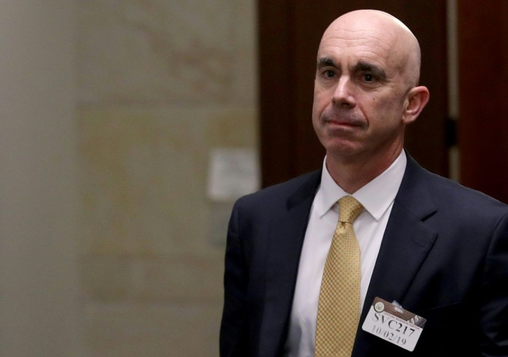 Steve Linick, who was fired as the State Department's inspector general, departs the US Capitol in October 2019