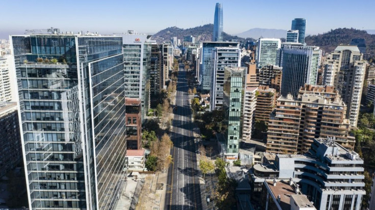 An empty road in Chile's capital Santiago, which has entered lockdown after a surge in new cases
