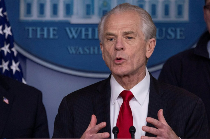 White House Trade and Manufacturing Policy Director Peter Navarro -- pictured on March 22, 2020 -- has accused China of crippling the US economy