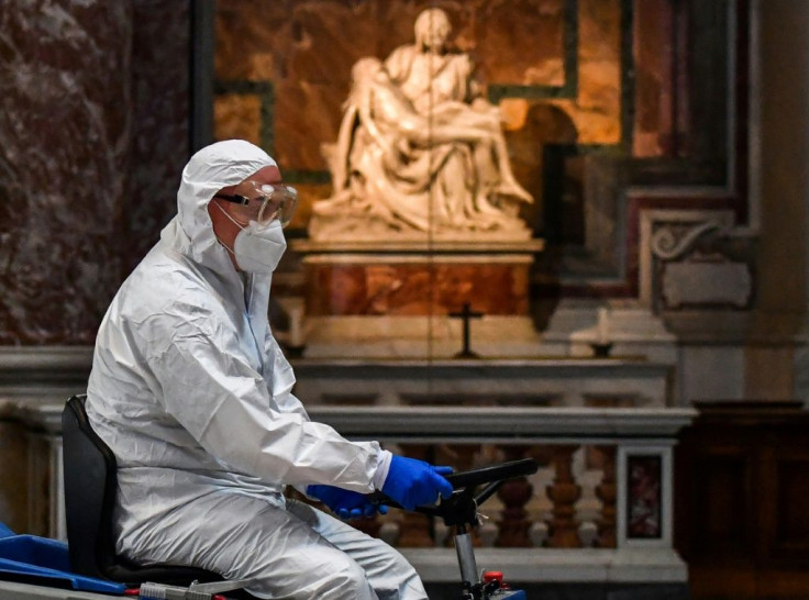 The cleaners were in action at Saint Peter's on Friday, disinfecting every corner including Michelangelo's Pieta, in preparation for the reopening on Monday
