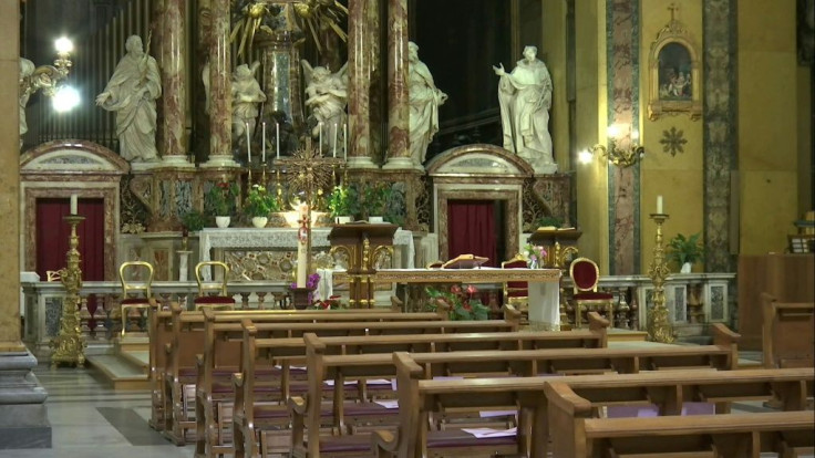 IMAGESChurches reopen in Rome as images from inside Santa Maria in Transpontina's church near the Vatican show worshippers returning to pray.