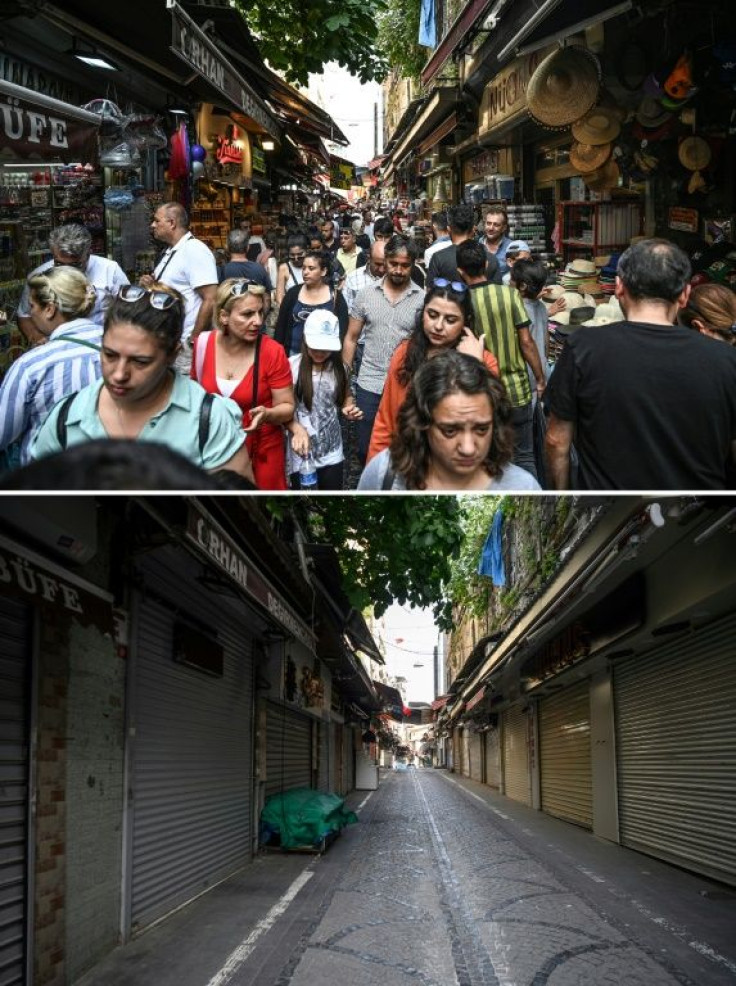 A combination of two pictures illustrates the effect of confinement measures on Turkish activity