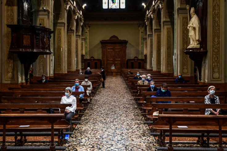 Religious celebrations were allowed to begin again this week, though the faithful were seated far apart