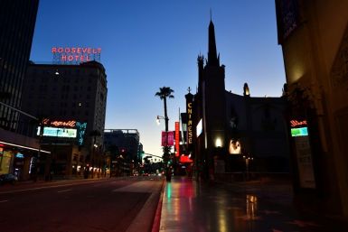 An empty Hollywood Boulevard, where tourists once flocked for film premieres, as reopenings in California virus hotspot Los Angeles County faces delays