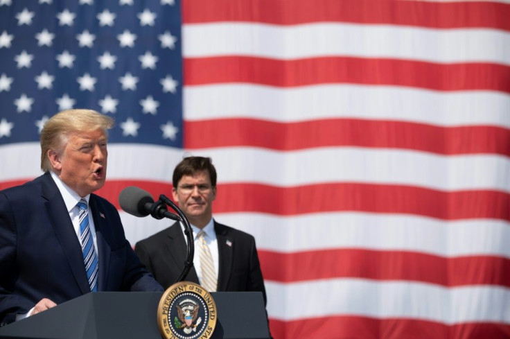 US President Donald Trump, with Defense Secretary Mark Esper