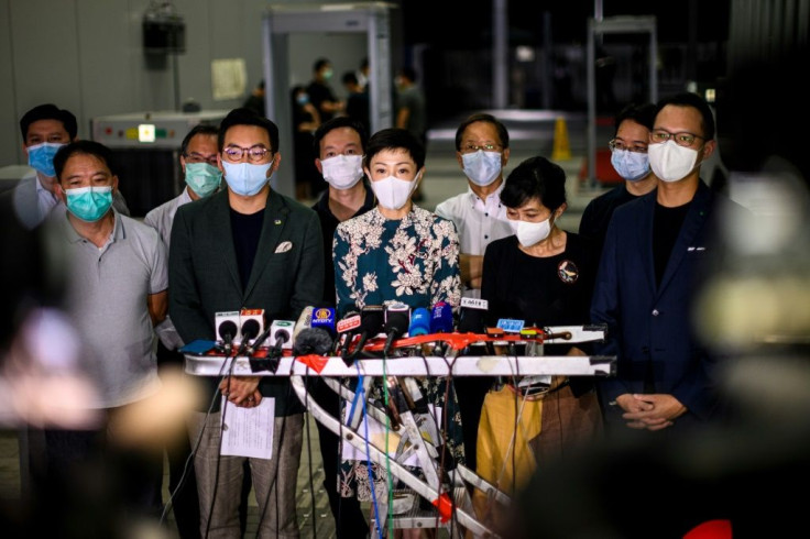 Pro-democracy lawmaker Tanya Chan (C) said Beijing had "shown zero respect for Hong Kong people"
