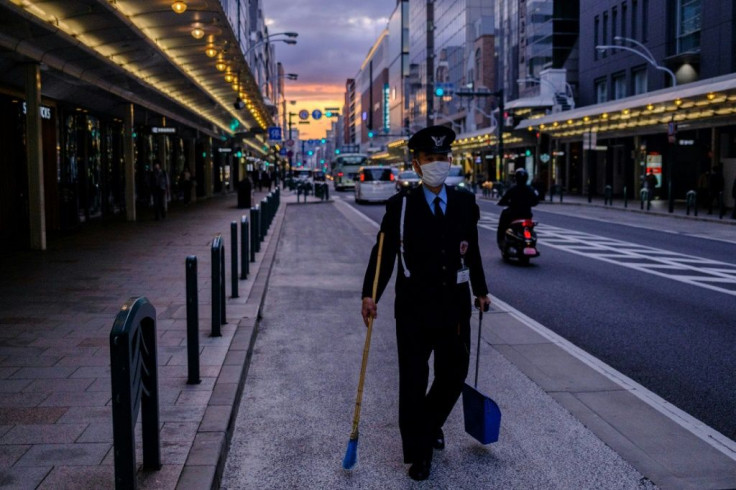 A security guard wearing a face mask in Kyoto, Japan, on May 21, 2020