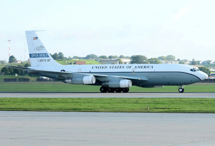 A US Air Force OC-135  aircraft used for surveillance of Russia under the Open Skies Treaty