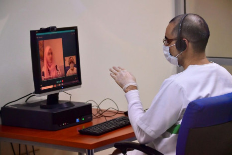 An inmate receives a virtual visit at Dubai's Al-Awir prison in the United Arab Emirates