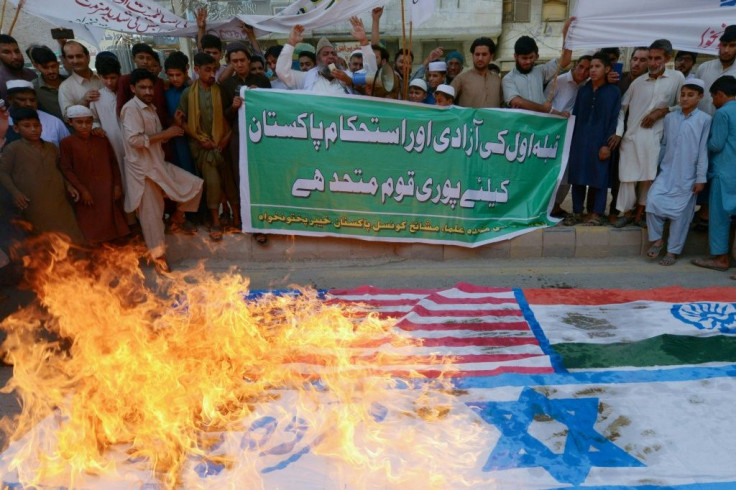 Iran cancelled this year's Quds (Jerusalem) Day rallies in the face of the coronavirus but in the Pakistani city of Peshawar  protesters burnt Israeli, US and Indian flags