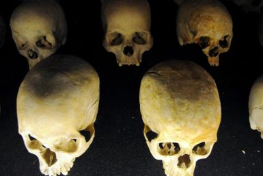 Skulls of victims at the Genocide Memorial in the Rwandan capital Kigali