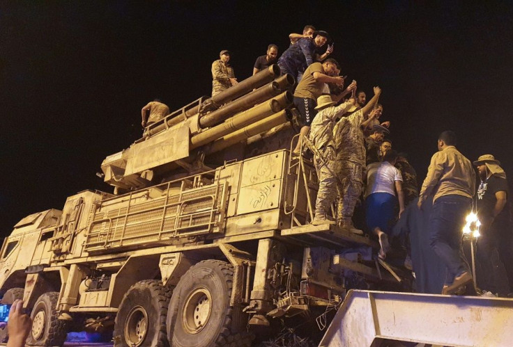 Forces loyal to Libya's UN-recognized Government of National Accord parade a Pantsir air defense system truck in the capital Tripoli on May 20, 2020 after its capture at a nearby airbase from strongman Khalifa Haftar