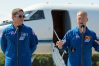 NASA astronauts Robert Behnken (L) and Douglas Hurley