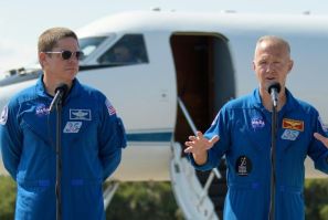 NASA astronauts Robert Behnken (L) and Douglas Hurley