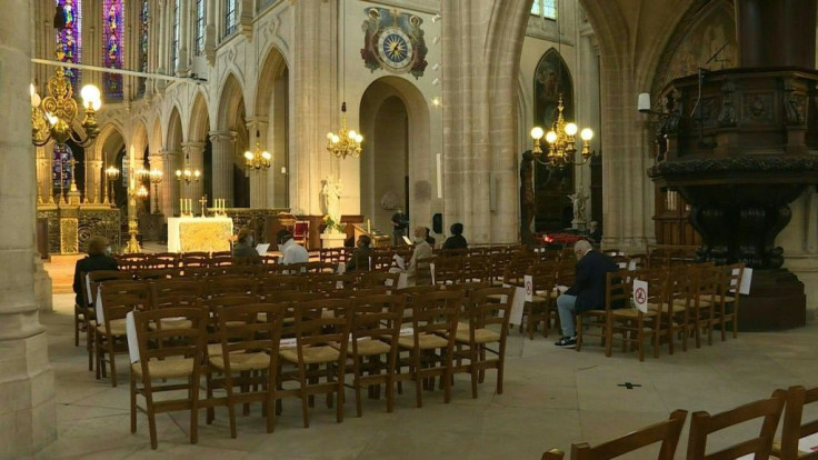IMAGES  A handful of worshippers attend mass at Saint-Germain-l'Auxerrois church in Paris after French authorities allowed religious ceremonies to be held as the country continues to gradually ease its lockdown.