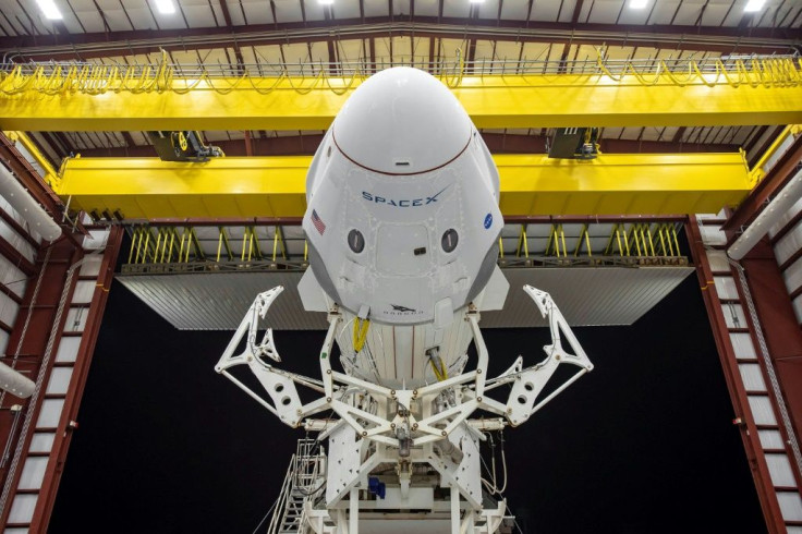 The Crew Dragon spacecraft and the SpaceX Falcon 9 rocket are pictured at Launch Complex 39A at Kennedy Space Center in Florida on May 21, 2020