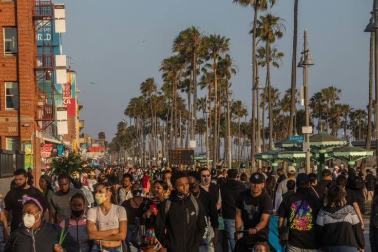 Crowds took to the boardwalk in Venice Beach