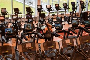 Members return to World Class Laugar, one of Iceland's biggest gyms, after the goverment lifted more coronavirus restrictions on Monday