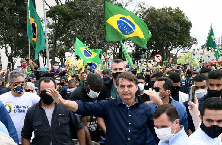 Brazilian President Jair Bolsonaro (pictured May 24, 2020) has touted the supposed benefits of hydroxychloroquine and a related drug, chloroquine, against the new coronavirus